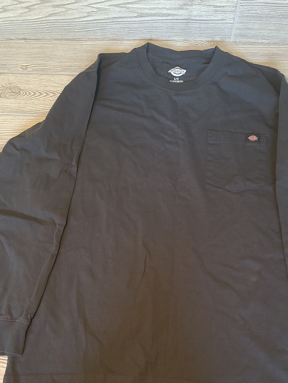 Dickies Dark Gray Long Sleeve Pocket Tee with Logo Patch